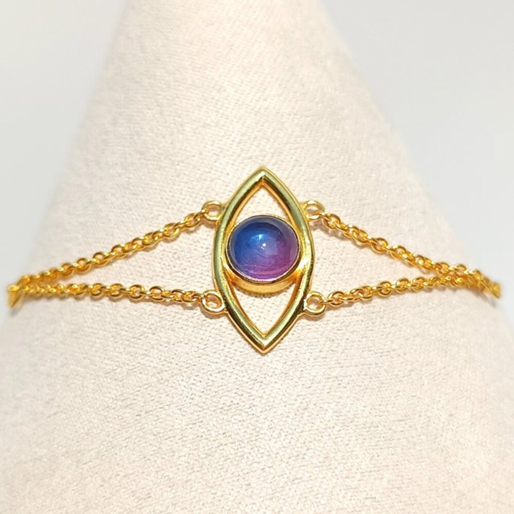 Natural Tourmaline Sterling Silver Gold Plated Bracelet – Gift For Her